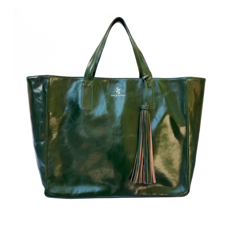 stick and ball leather accessories bag wellington weekender tote verde front 768x768